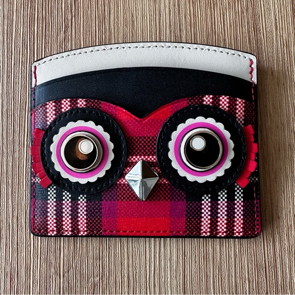 kate spade Accessories - Kate Spade Blinx Plaid Owl Cardholder Pink Multi Plaid